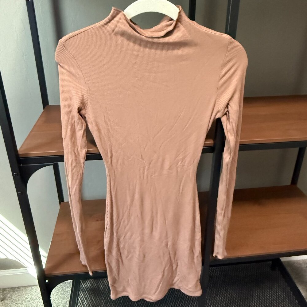 Small Naked Wardrobe Rib Mini Skirt Bodycon Light Brown/Beige Pink NWT